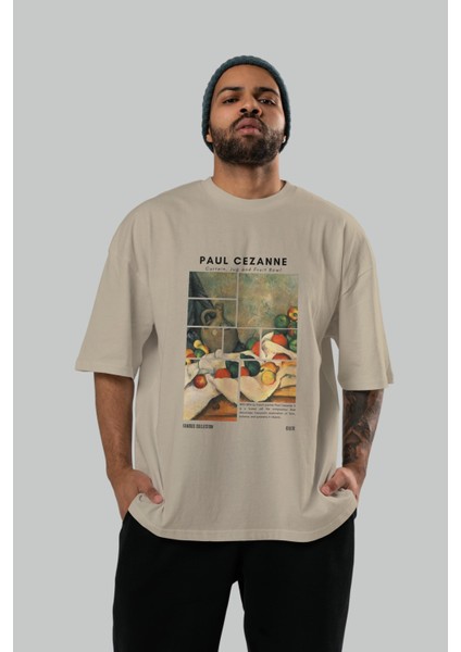 Paul Cezanne Curtain Ön Baskılı Oversize T-Shirt Erkek Kadın Bisiklet Yaka Pamuk Tişort indirimleri