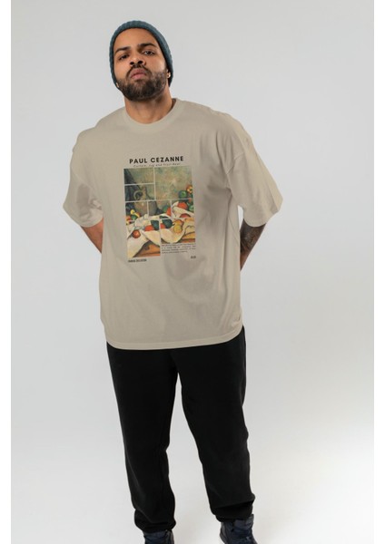 Paul Cezanne Curtain Ön Baskılı Oversize T-Shirt Erkek Kadın Bisiklet Yaka Pamuk Tişort