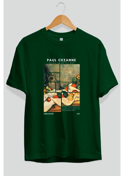 Paul Cezanne Curtain Ön Baskılı Oversize T-Shirt Erkek Kadın Bisiklet Yaka Pamuk Tişort fiyatları