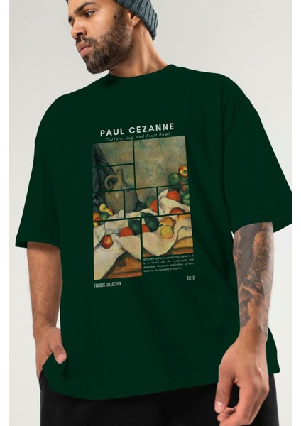 Paul Cezanne Curtain Ön Baskılı Oversize T-Shirt Erkek Kadın Bisiklet Yaka Pamuk Tişort modelleri