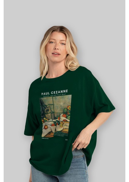 Paul Cezanne Curtain Ön Baskılı Oversize T-Shirt Erkek Kadın Bisiklet Yaka Pamuk Tişort fırsatları