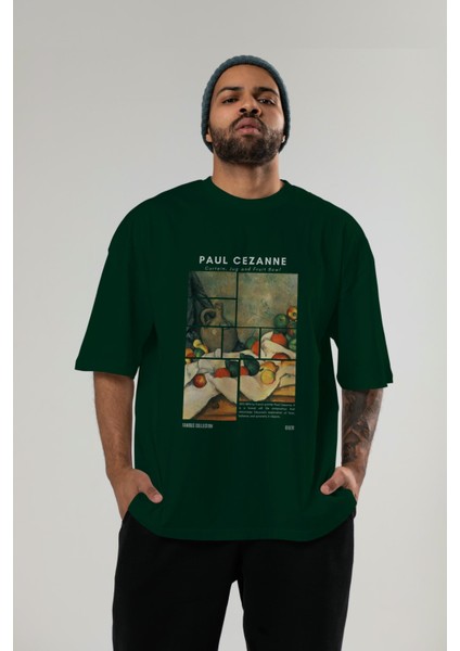 Paul Cezanne Curtain Ön Baskılı Oversize T-Shirt Erkek Kadın Bisiklet Yaka Pamuk Tişort indirimleri