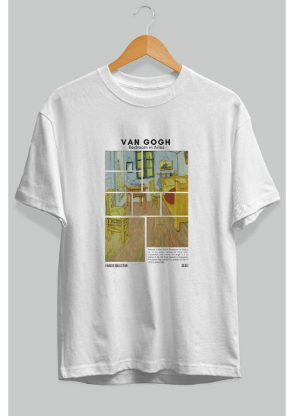 Van Gogh Ön Baskılı Oversize T-Shirt Erkek Kadın Bisiklet Yaka Pamuk Tişort fiyatları