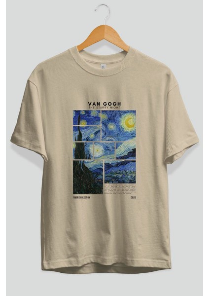 Van Gogh The Starry Night Ön Baskılı Oversize T-Shirt Erkek Kadın Bisiklet Yaka Pamuk Tişort fiyatları