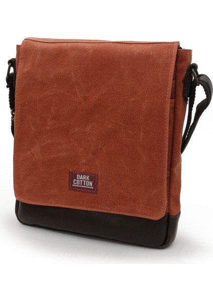 Turuncu Suya Dayanıklı Mumlu Kanvas Omuz Çantası, Laptop ve Okul Için Şık Tasarım