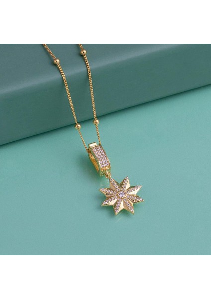 Altın Kaplama Top Zincirli 925 Ayar Gümüş Yıldız Kolye