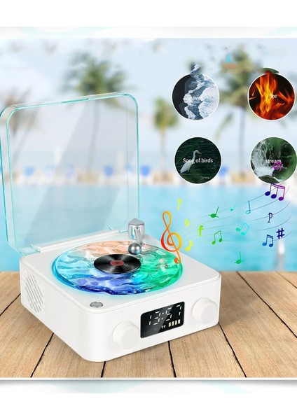 Nostalji Plak Çalar Bluetooth Subwoofer 3d Ses Dalgası Retro Müzik Plak Çalar Aura Bulutlusu Ledli fiyatları