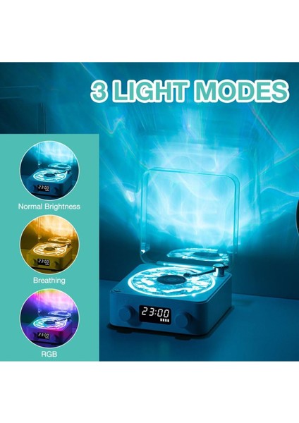Nostalji Plak Çalar Bluetooth Subwoofer 3d Ses Dalgası Retro Müzik Plak Çalar Aura Bulutlusu Ledli