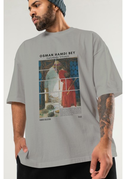 Osman Hamdi Bey Ön Baskılı Oversize T-Shirt Erkek Kadın Bisiklet Yaka Pamuk Tişort modelleri