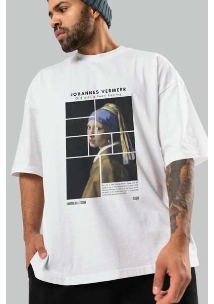 Johannes Vermeer Ön Baskılı Oversize T-Shirt Erkek Kadın Bisiklet Yaka Pamuk Tişort modelleri