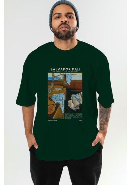 Salvador Dali Ön Baskılı Oversize T-Shirt Erkek Kadın Bisiklet Yaka Pamuk Tişort