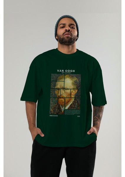 Van Gogh Self Portrait Ön Baskılı Oversize T-Shirt Erkek Kadın Bisiklet Yaka Pamuk Tişort indirimleri