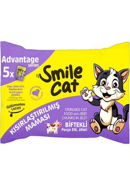 Cat Flowpack 425GR (5*85GR) Kısır Kedi Biftekli Mama