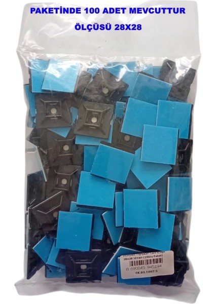 Yapışkan Kare Kroşe 28X28 Siyah (100LÜ Paket)