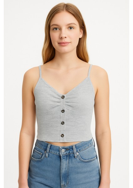 Düğmeli Crop Bustiyer