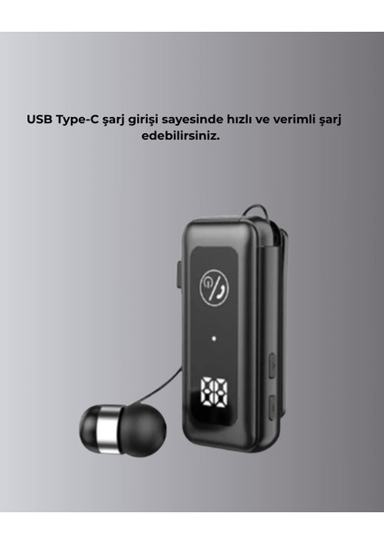 Bluetooth 5.2 Kablolu Makaralı Kulaklık | Dijital Ekran ve Titreşimli Bildirim indirimleri