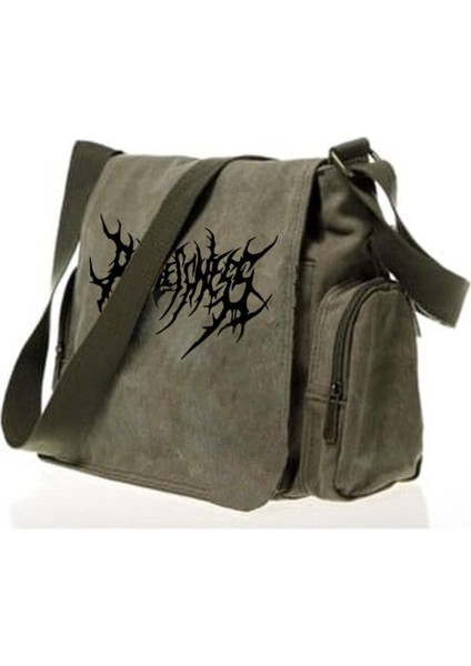 Yeşil Unisex Gothic Punk Baskılı Postacı Çanta