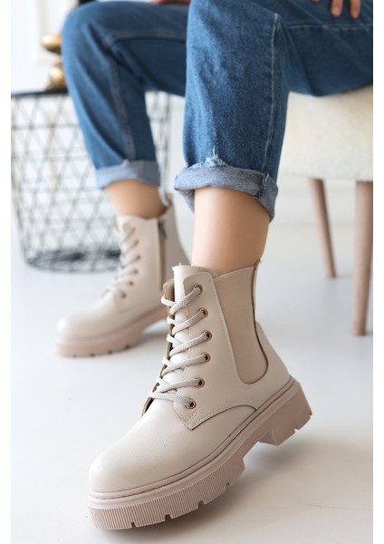 Bernishoes Daum Bej Cilt Bağcıklı Bot modelleri