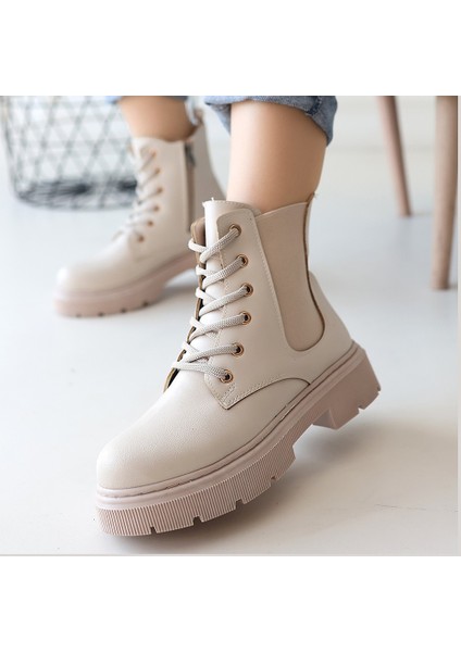 Bernishoes Daum Bej Cilt Bağcıklı Bot fırsatları