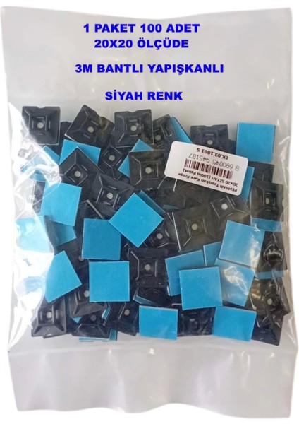 Yapışkan Kare Kroşe 20X20 Siyah (100LÜ Paket) fiyatları