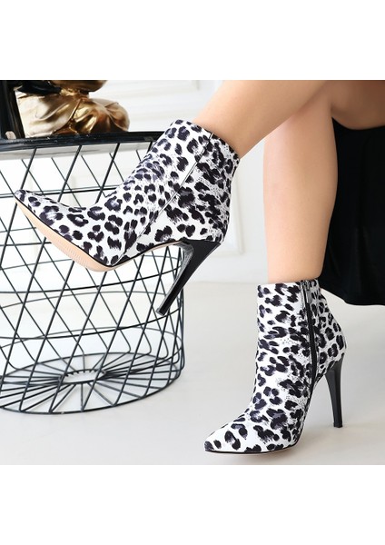 Bernishoes Blan Zebra Saten Topuklu Bot fırsatları