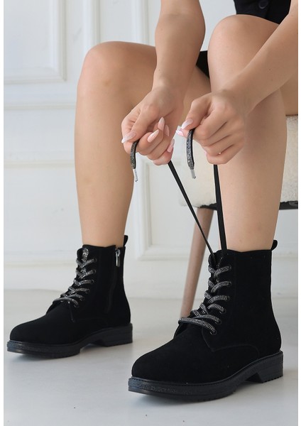 Bernishoes Kolly Siyah Süet Bağcıklı Bot fiyatları