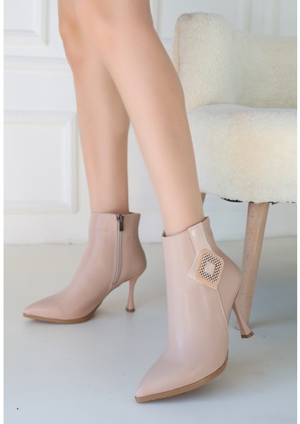 Bernishoes Moose Nude Cilt Topuklu Bot