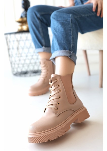 Bernishoes Daum Nude Cilt Bağcıklı Bot