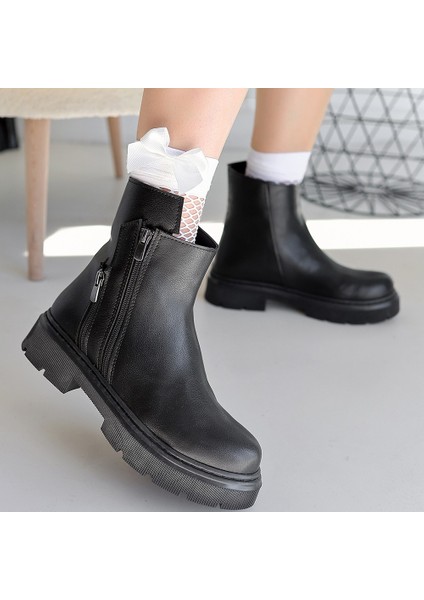Bernishoes Menta Siyah Cilt Fermuar Aksesuarlı Bot fırsatları