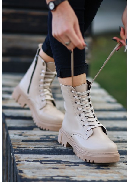 Bernishoes Bria Nude Cilt Bağcıklı Bot fırsatları