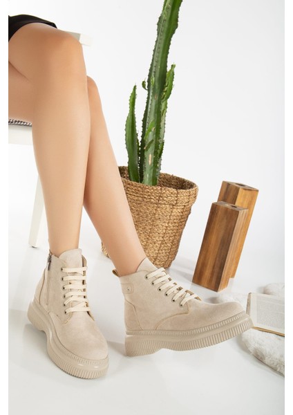 Bernishoes Jiwa Bej Süet Bağcıklı Bot