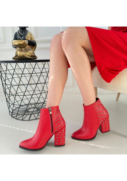 Bernishoes Yoont Kırmızı Cilt Topuklu Bot fırsatları