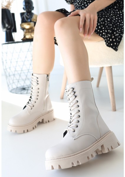 Bernishoes Neole Bej Cilt Bağcıklı Bot fiyatları