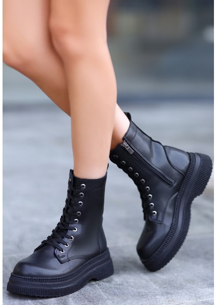 Bernishoes Roxan Siyah Cilt Bağcıklı Bot fiyatları