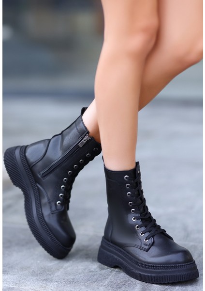 Bernishoes Roxan Siyah Cilt Bağcıklı Bot fırsatları