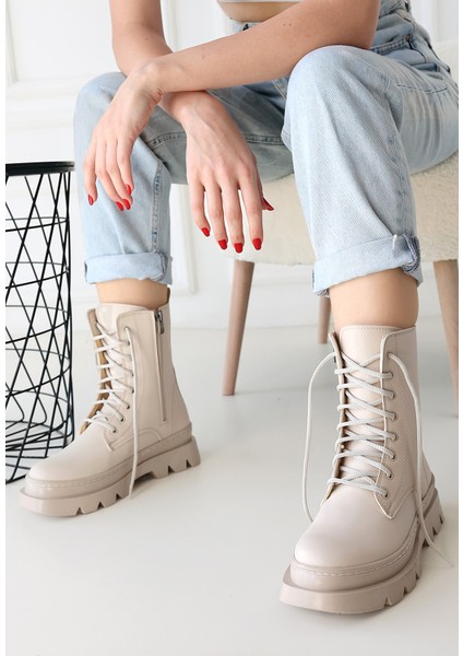 Bernishoes Orge Bej Cilt Bağcıklı Bot fiyatları