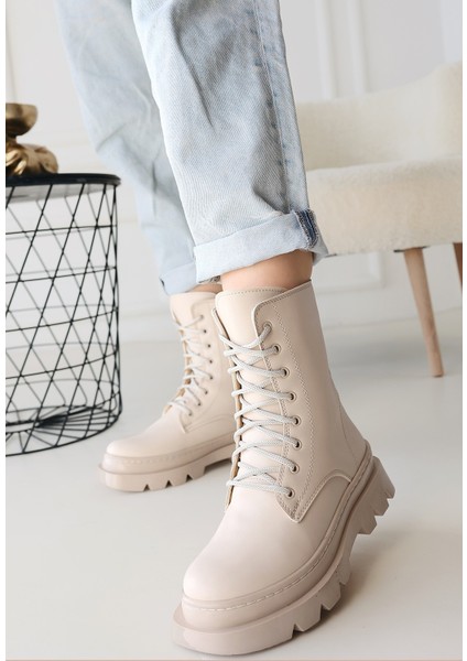 Bernishoes Orge Bej Cilt Bağcıklı Bot modelleri