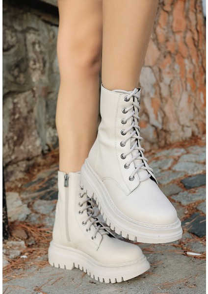 Bernishoes Toan Bej Cilt Bağcıklı Bot fiyatları