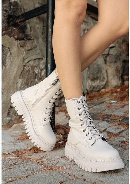 Bernishoes Toan Bej Cilt Bağcıklı Bot modelleri