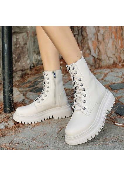 Bernishoes Toan Bej Cilt Bağcıklı Bot fırsatları