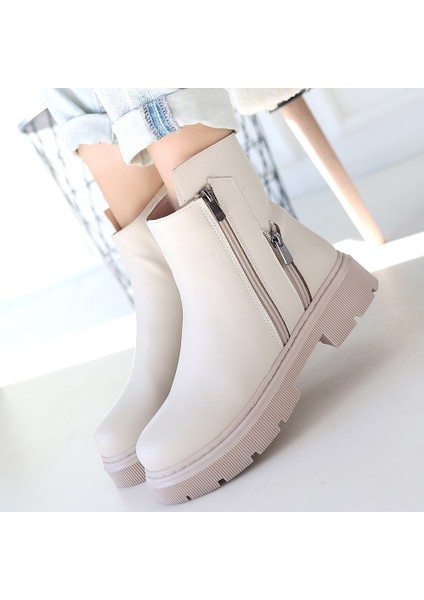 Bernishoes Menta Bej Cilt Fermuar Aksesuarlı Bot fırsatları