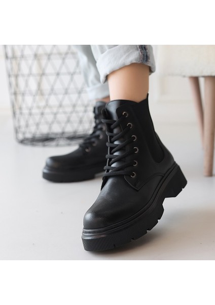 Bernishoes Daum Siyah Cilt Bağcıklı Bot fırsatları