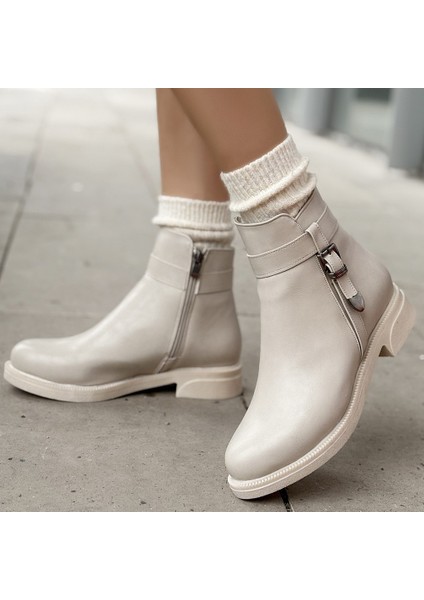 Bernishoes Wiota Bej Cilt Topuklu Bot fırsatları