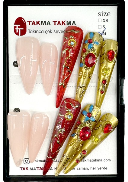 Tekrar Kullanılabilir El Yapımı Protez Takma Tırnak TT0571 - Tırnak - 10'lu