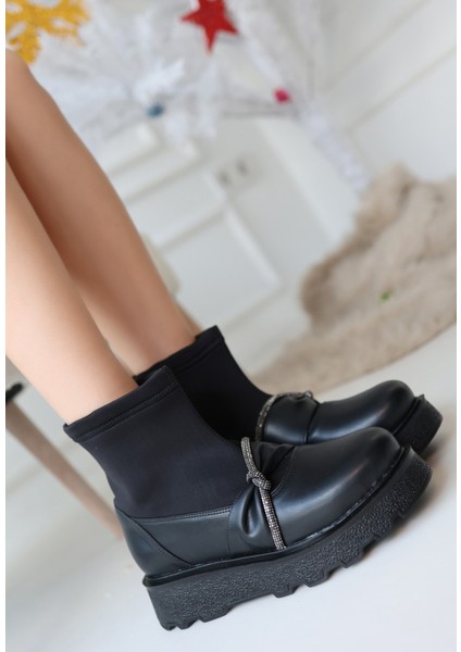 Bernishoes Dewn Siyah Cilt Topuklu Bot modelleri