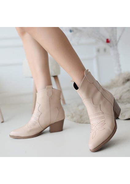 Bernishoes Akver Nude Cilt Topuklu Bot fırsatları