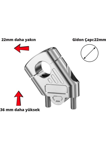 Nukroport 22 mm Gidonlar Için Gidon Yükseltme Aparatı (Siyah) modelleri