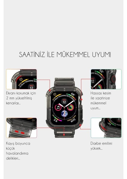 Apple Watch Seri 10 42MM Uyumlu Silikon Kordon ve Kasa Koruyucu modelleri