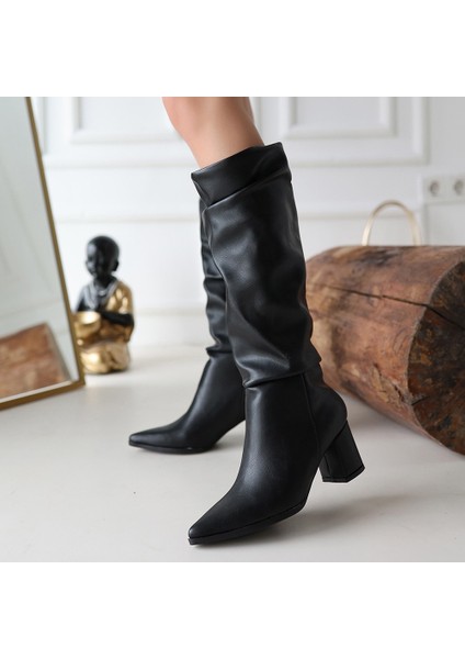 Bernishoes Pitay Siyah Cilt Topuklu Çizme fırsatları