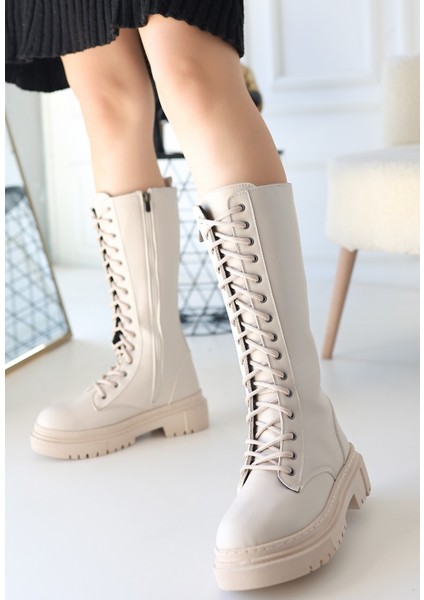 Bernishoes Mennd Bej Cilt Bağcıklı Çizme